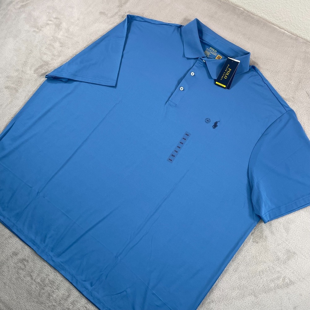 Polo Ralph Lauren Performance Polo Shirt Men 4XB Big Blue‎ Jersey Pony NWT $125